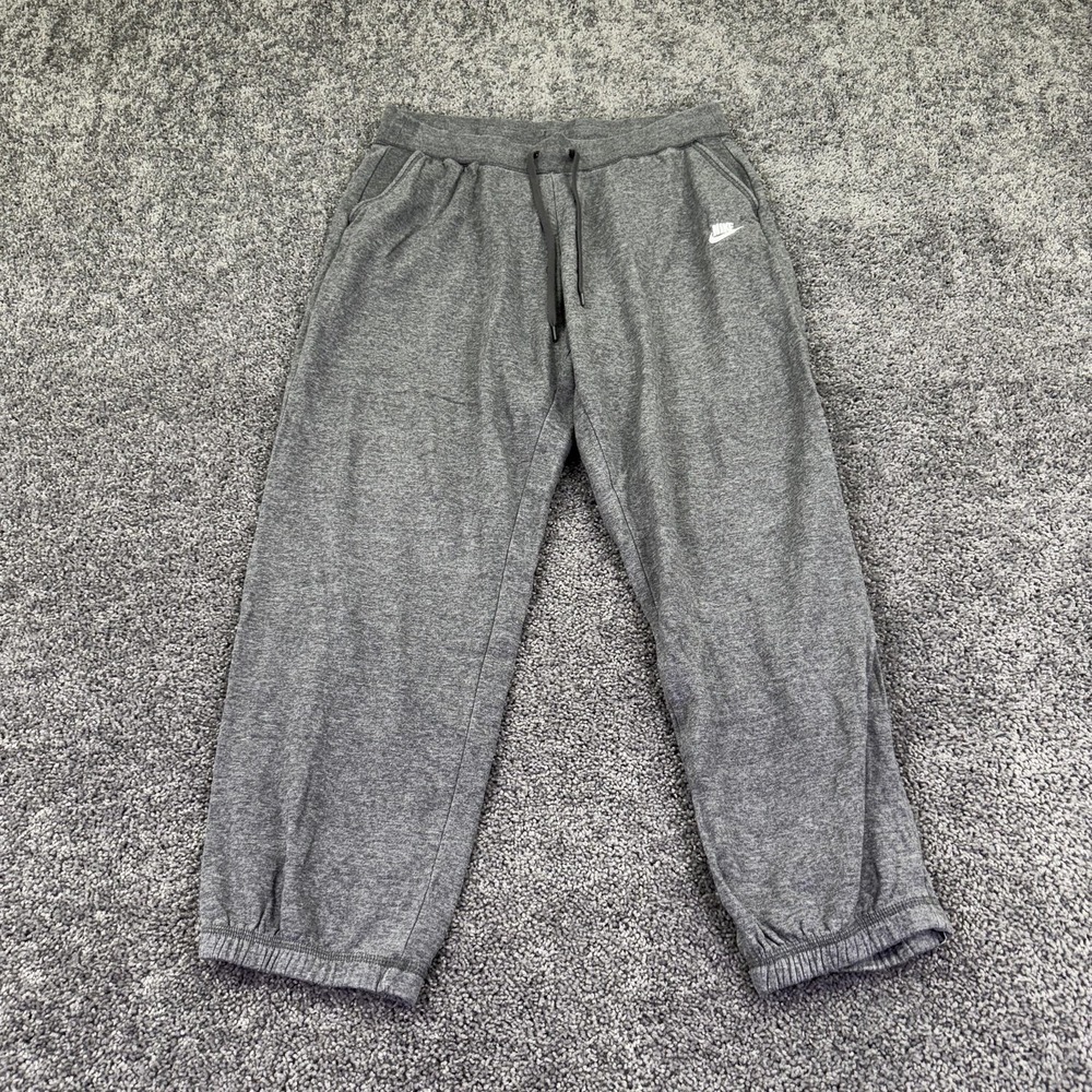 Nike Sweatpants Womens XL Gray Fleece Jogger Elastic Waist Pockets Logo Cuffed